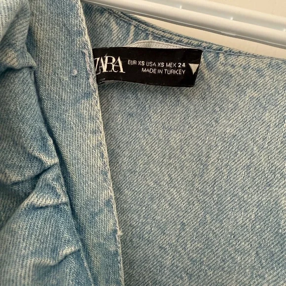 Zara Denim Ruffle Mini Dress - Picture 3 of 4